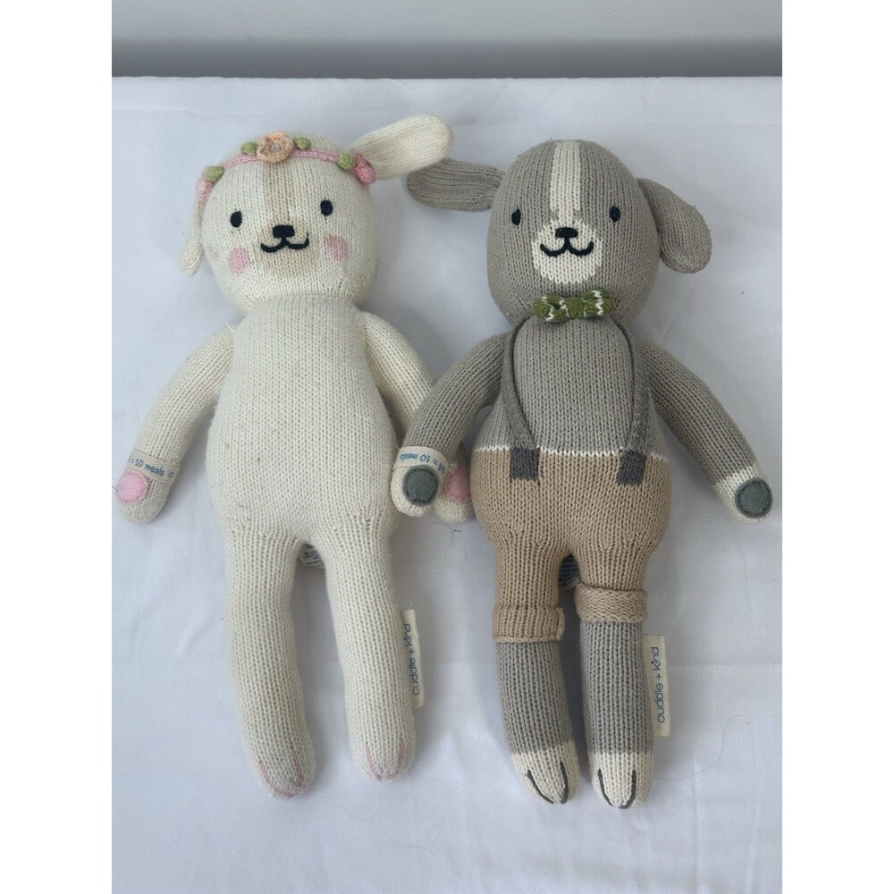 Cuddle and Kind Charlotte And Noah the Dogs 13" Hand Knit Stuffed Animal Plush